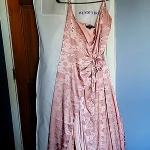 Long dusty rose wrap dress